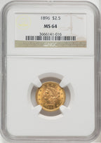 1896 $2.50 Liberty Quarter Eagle NGC MS64