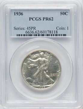1936 50C Proof Walking Liberty Half Dollar PCGS PR62