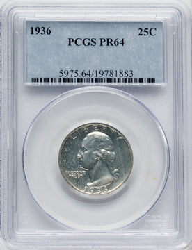 1936 25C Proof Washington Quarter PCGS PR64