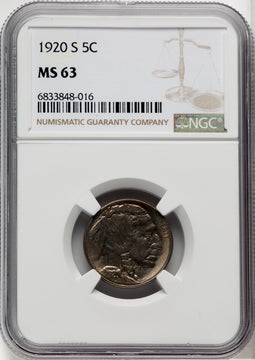 1920-S 5C Buffalo Nickel NGC MS63