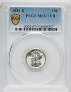 1936-S 10C FB Mercury Dime PCGS MS67+