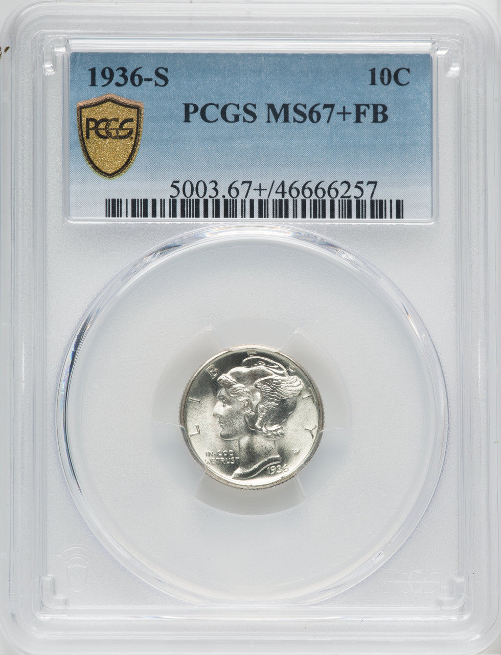 1936-S 10C FB Mercury Dime PCGS MS67+