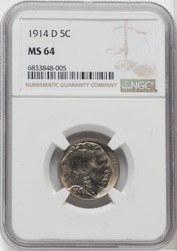 1914-D 5C Buffalo Nickel NGC MS64