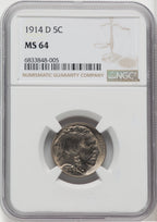 1914-D 5C Buffalo Nickel NGC MS64