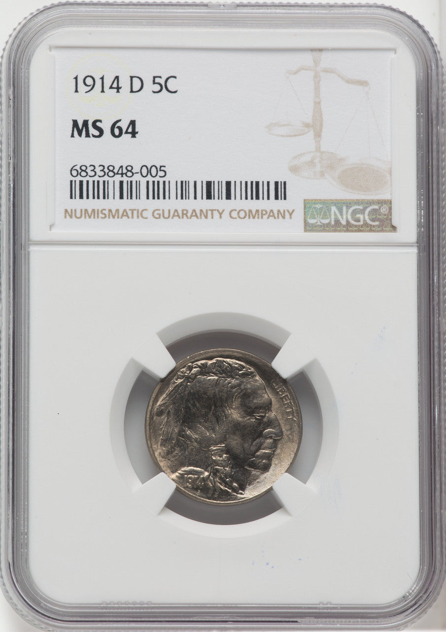 1914-D 5C Buffalo Nickel NGC MS64