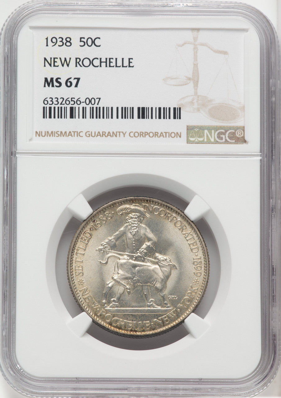 1938 50C New Rochelle Commemorative Silver NGC MS67 (765493023)
