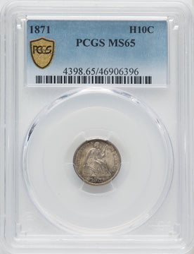 1871 H10C Seated Half Dime PCGS MS65