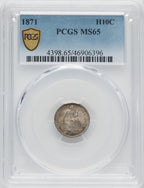 1871 H10C Seated Half Dime PCGS MS65