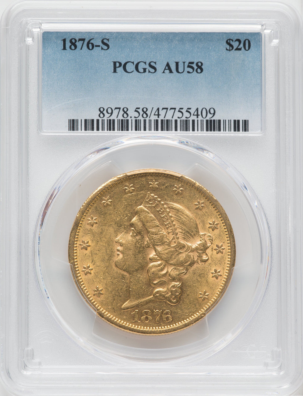 1876-S $20 Liberty Double Eagle PCGS AU58 (171386028)