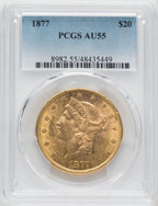 1877 $20 Liberty Double Eagle PCGS AU55
