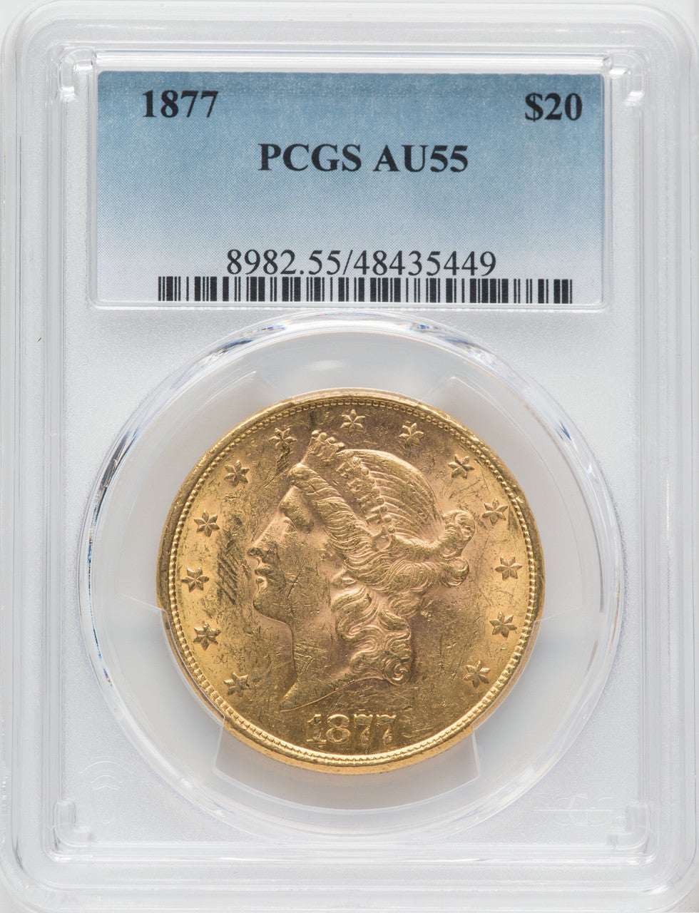 1877 $20 Liberty Double Eagle PCGS AU55