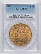 1878 $20 Liberty Double Eagle PCGS AU58 (765277005)