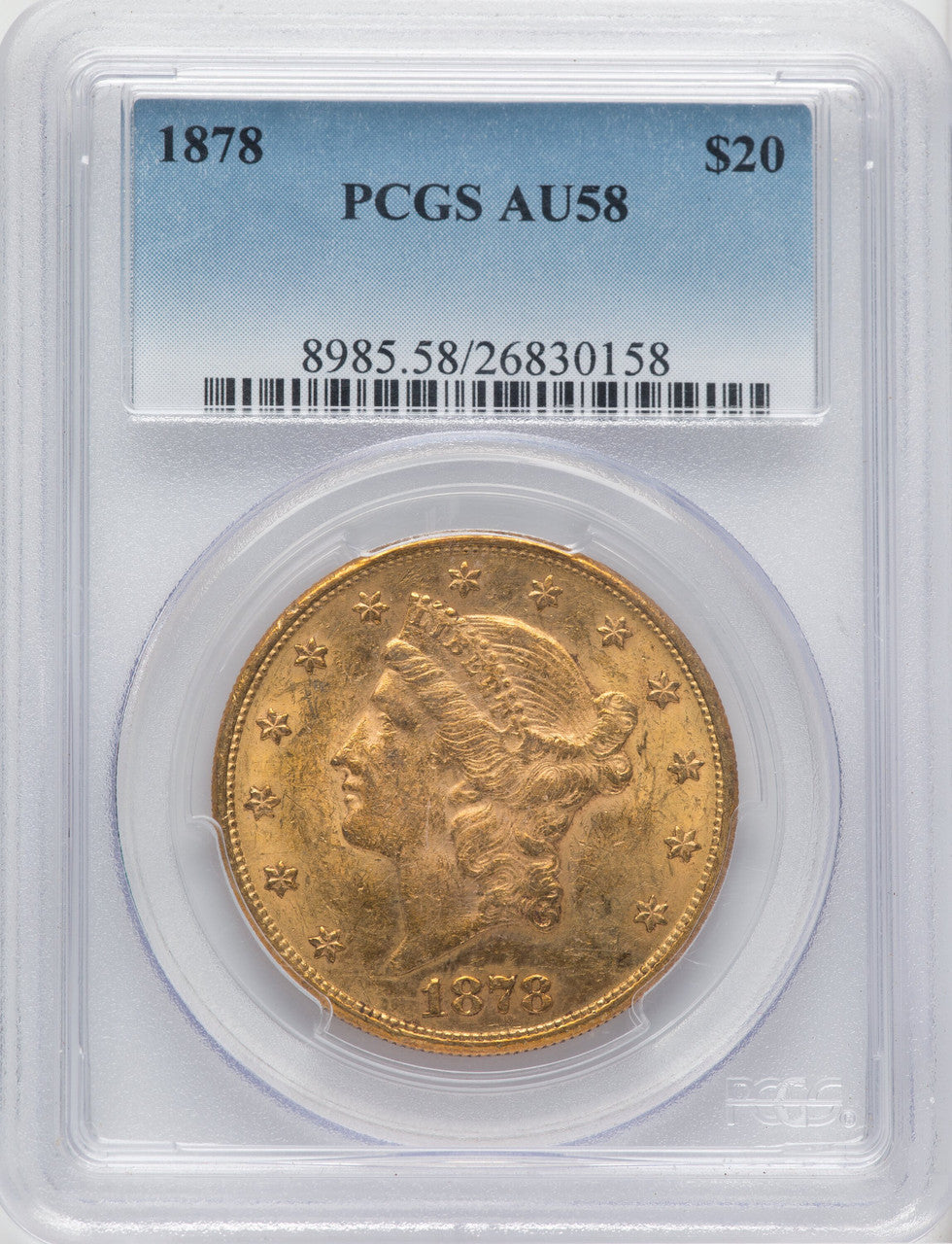 1878 $20 Liberty Double Eagle PCGS AU58 (765277005)