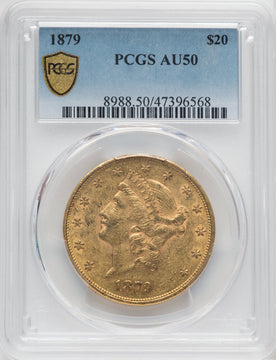 1879 $20 Liberty Double Eagle PCGS AU50