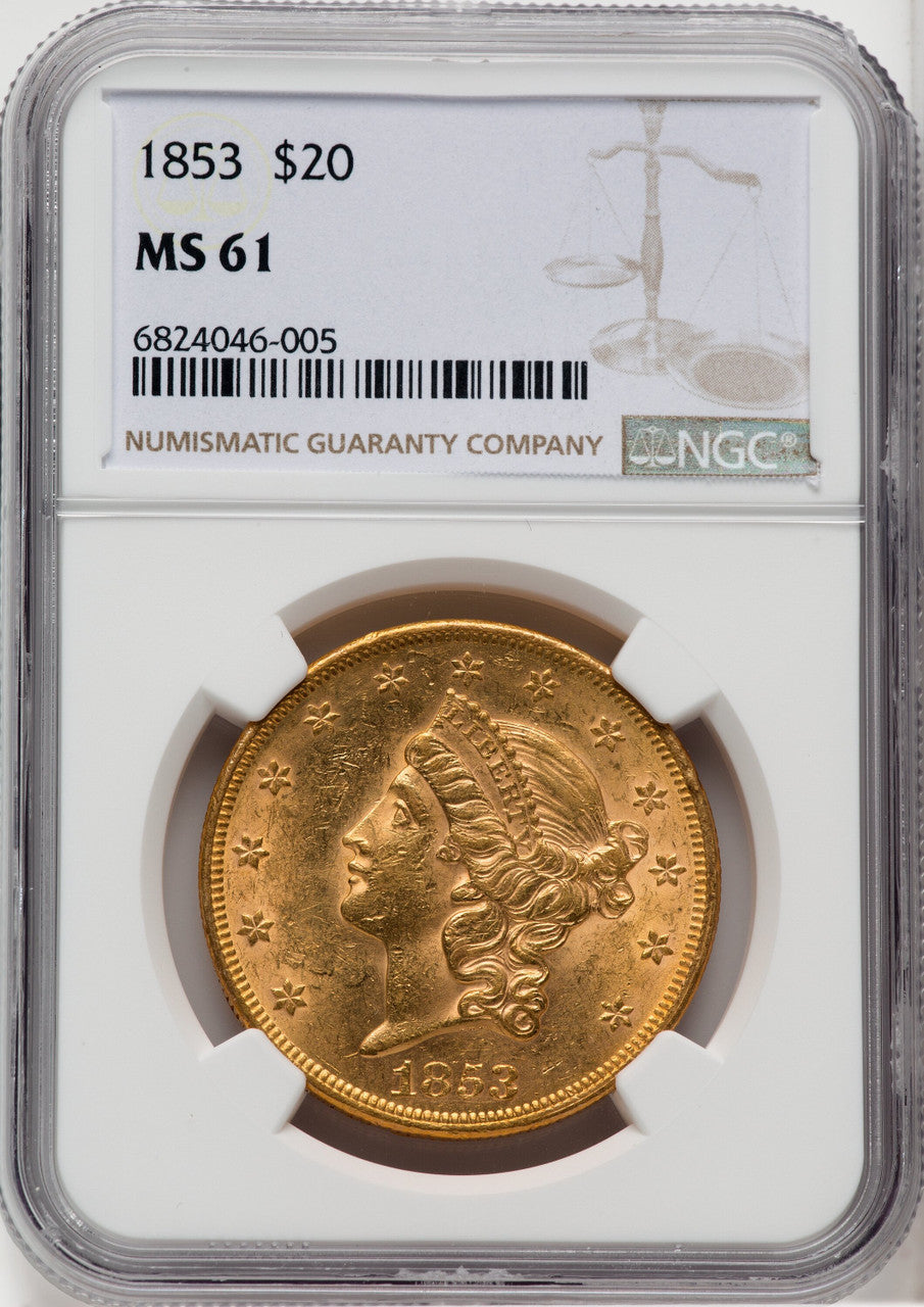 1853 $20 Liberty Double Eagle NGC MS61