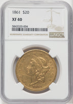 1861 $20 Liberty Double Eagle NGC XF40