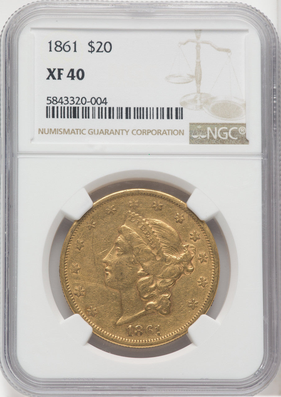 1861 $20 Liberty Double Eagle NGC XF40