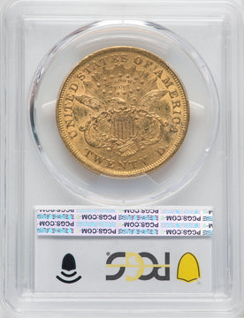 1873 $20 OPEN 3 Liberty Double Eagle PCGS AU50
