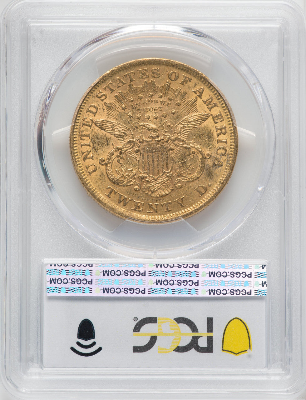 1873 $20 OPEN 3 Liberty Double Eagle PCGS AU50