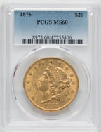 1875 $20 Liberty Double Eagle PCGS MS60