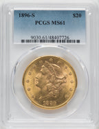 1896-S $20 Liberty Double Eagle PCGS MS61