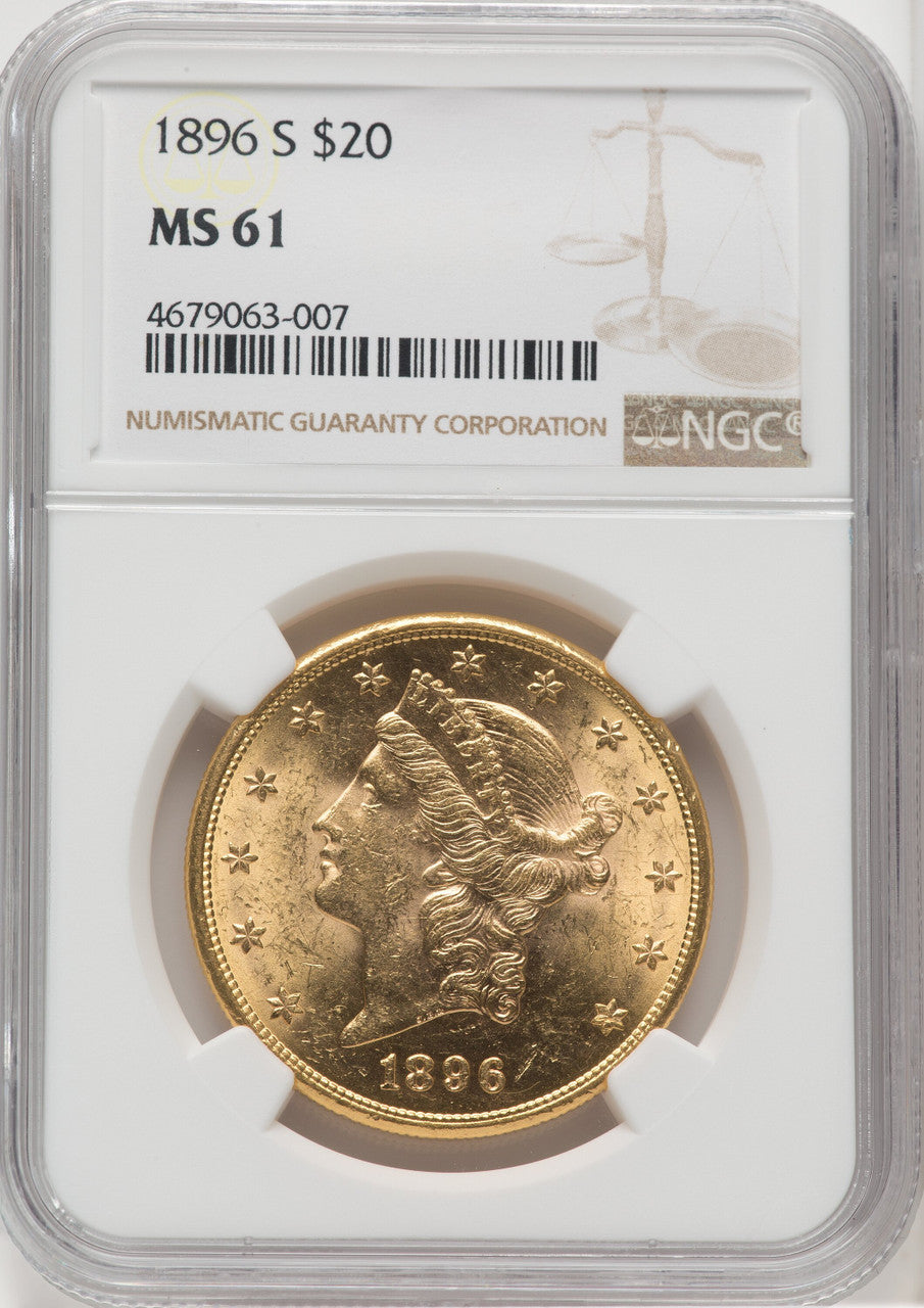 1896-S $20 Liberty Double Eagle NGC MS61
