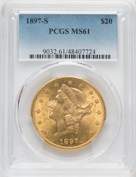 1897-S $20 Liberty Double Eagle PCGS MS61