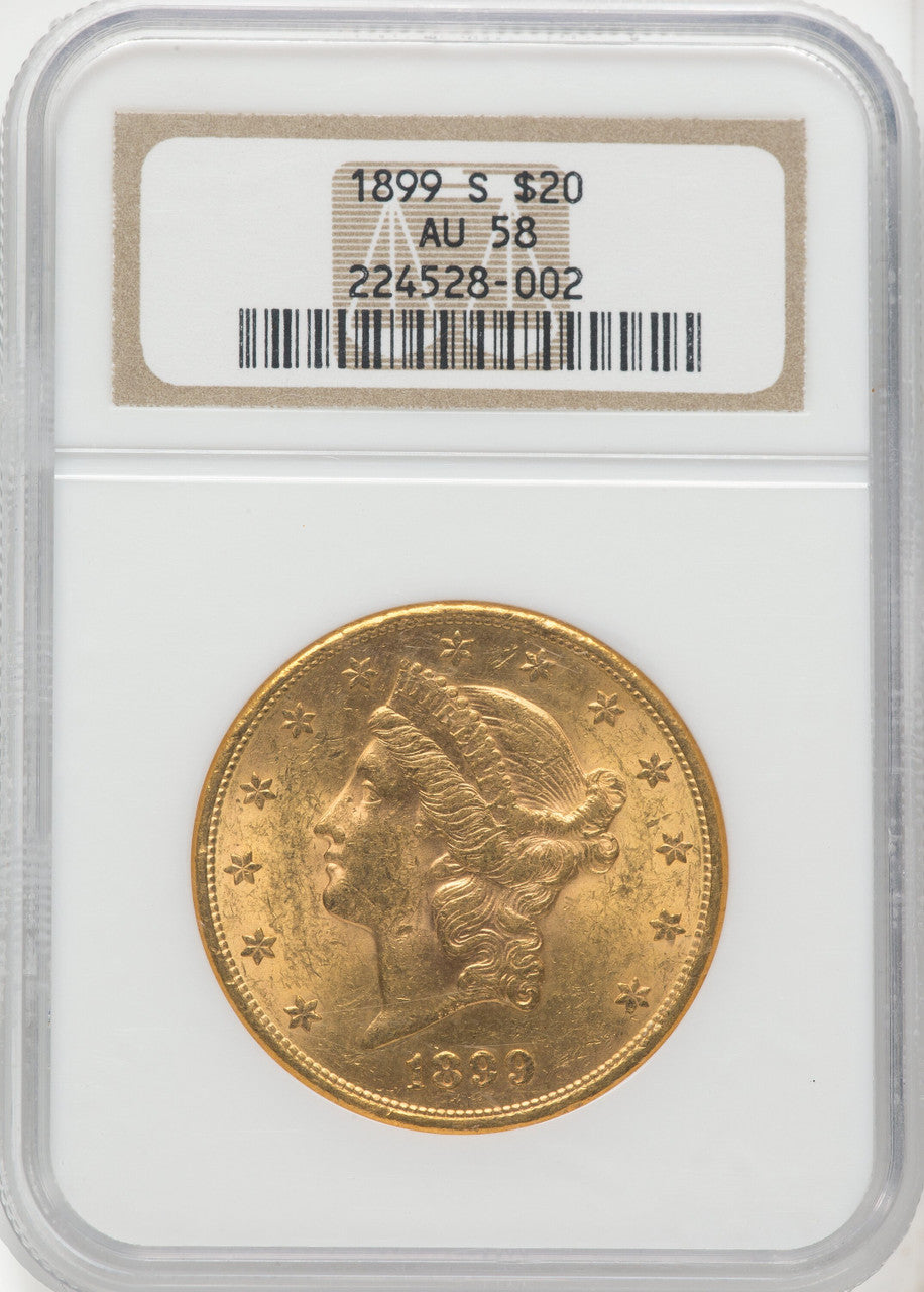 1899-S $20 Liberty Double Eagle NGC AU58