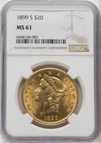 1899-S $20 Liberty Double Eagle NGC MS61
