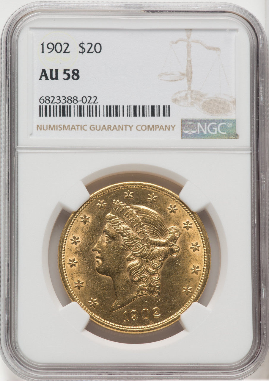 1902 $20 Liberty Double Eagle NGC AU58