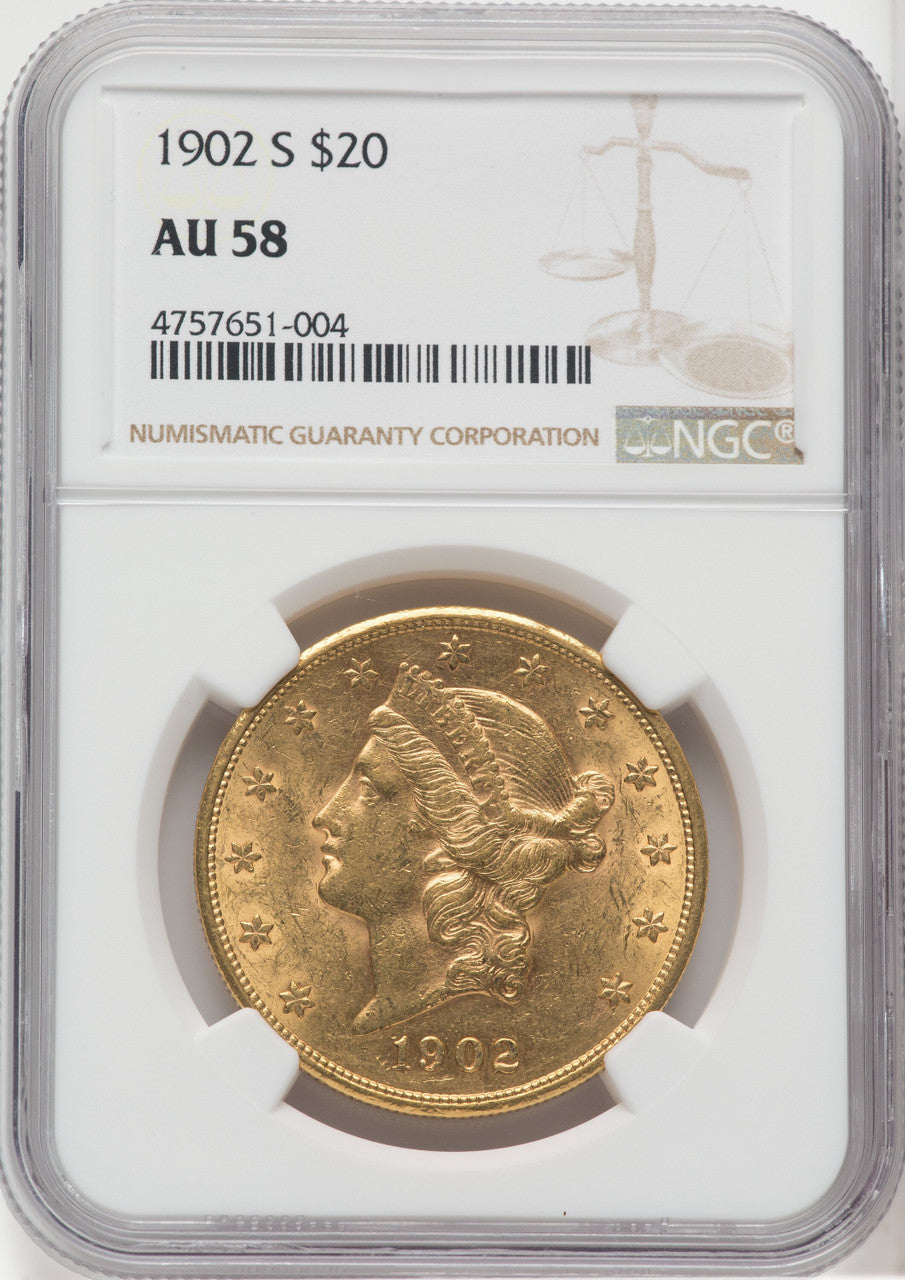 1902-S $20 Liberty Double Eagle NGC AU58