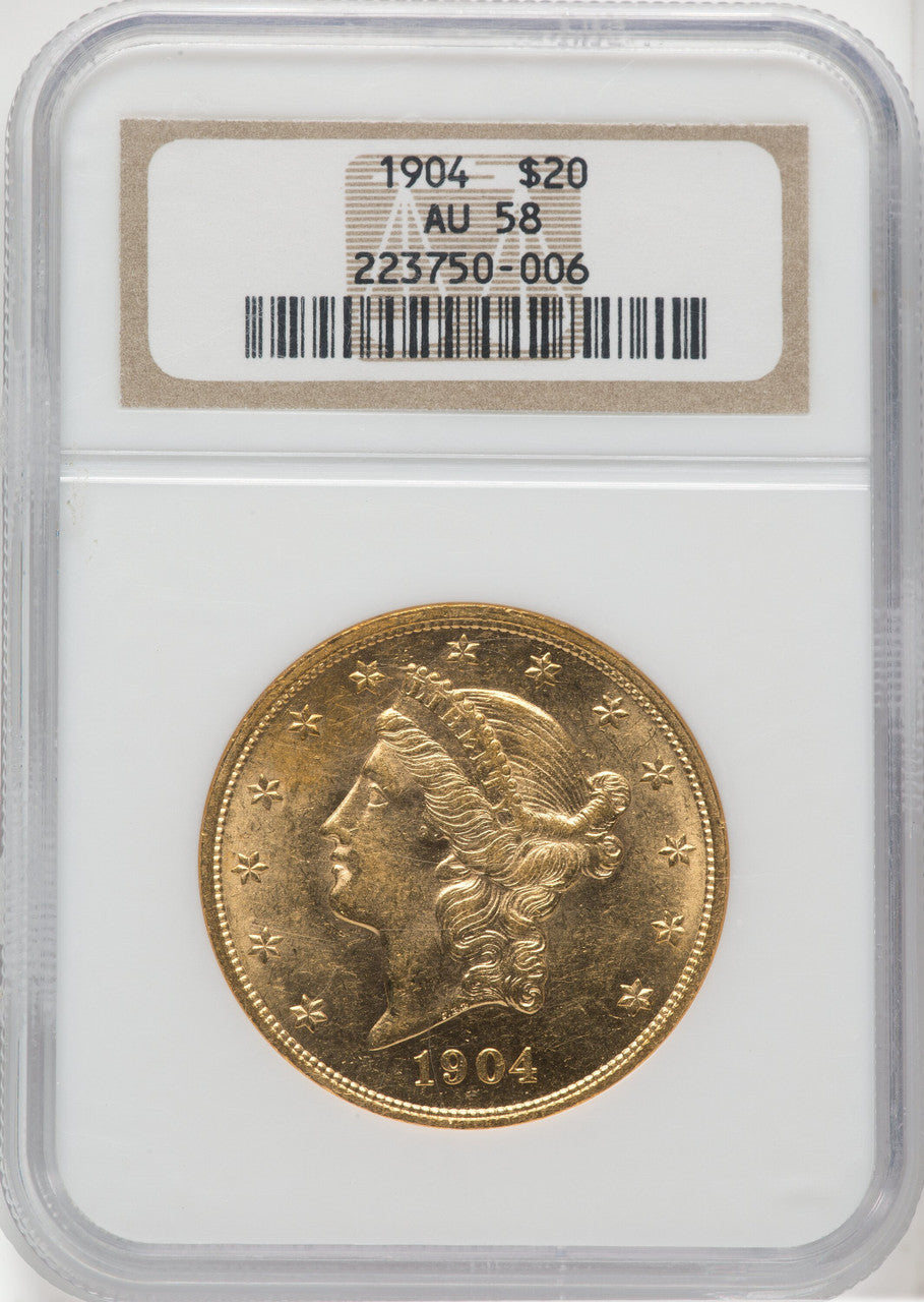1904 $20 Liberty Liberty Double Eagle NGC AU58