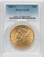 1883-S $20 Liberty Double Eagle PCGS AU55