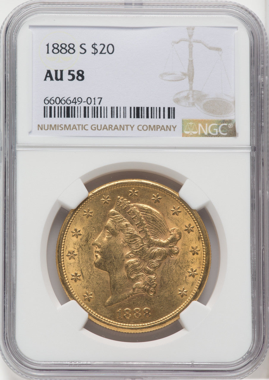 1888-S $20 Liberty Double Eagle NGC AU58