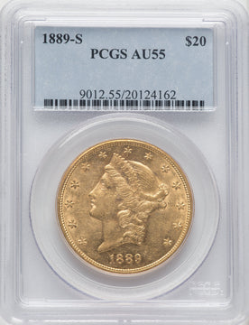 1889-S $20 Liberty Double Eagle PCGS AU55