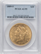 1889-S $20 Liberty Double Eagle PCGS AU55