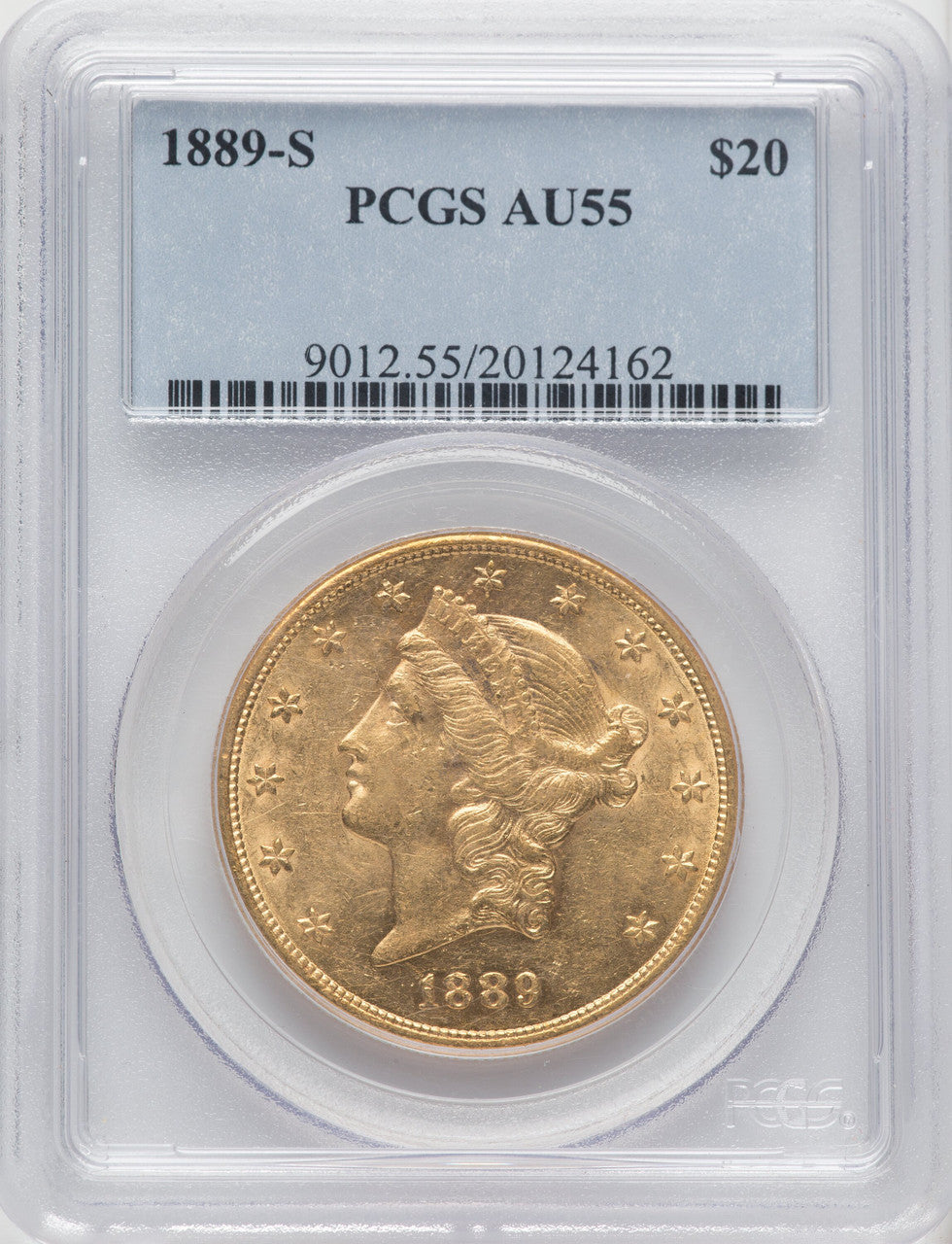 1889-S $20 Liberty Double Eagle PCGS AU55