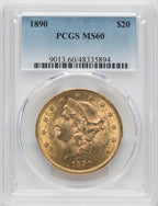 1890 $20 Liberty Double Eagle PCGS MS60