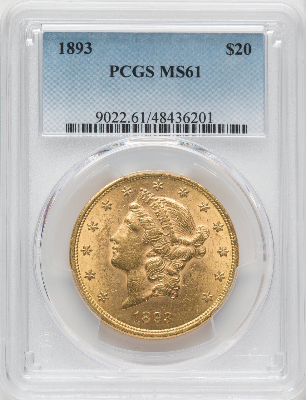 1893 $20 Liberty Double Eagle PCGS MS61