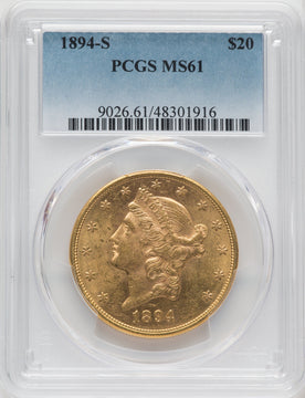 1894-S $20 Liberty Double Eagle PCGS MS61