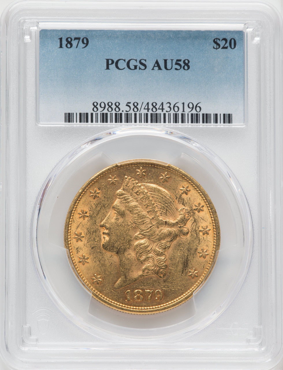1879 $20 Liberty Double Eagle PCGS AU58