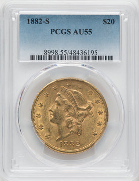 1882-S $20 Liberty Double Eagle PCGS AU55
