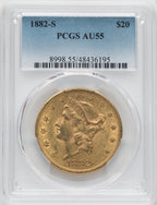 1882-S $20 Liberty Double Eagle PCGS AU55