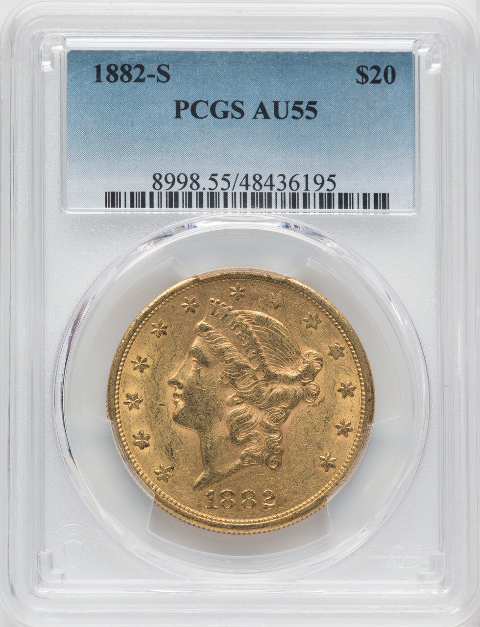 1882-S $20 Liberty Double Eagle PCGS AU55