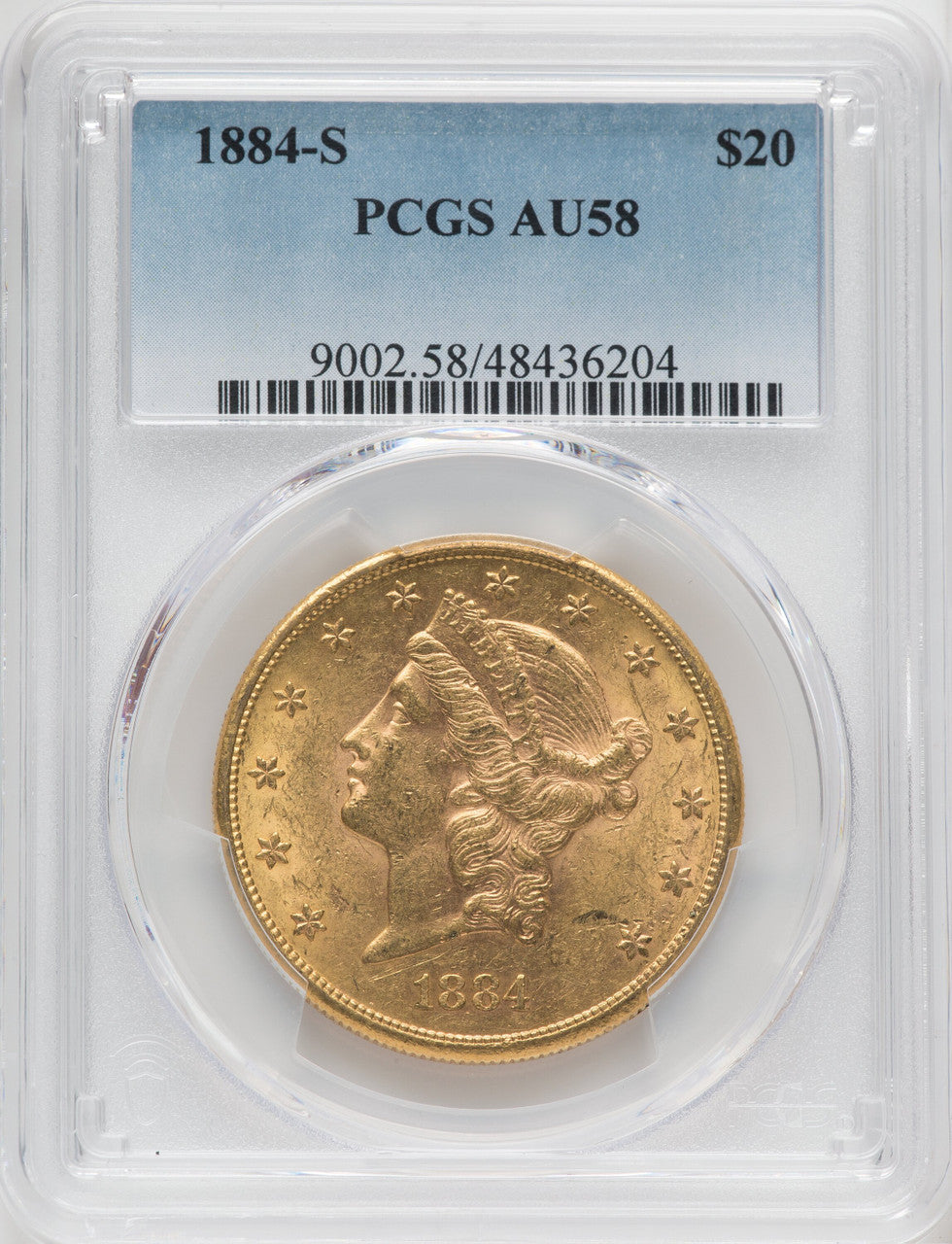 1884-S $20 Liberty Double Eagle PCGS AU58