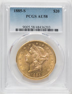 1885-S $20 Liberty Double Eagle PCGS AU58 (764921036)
