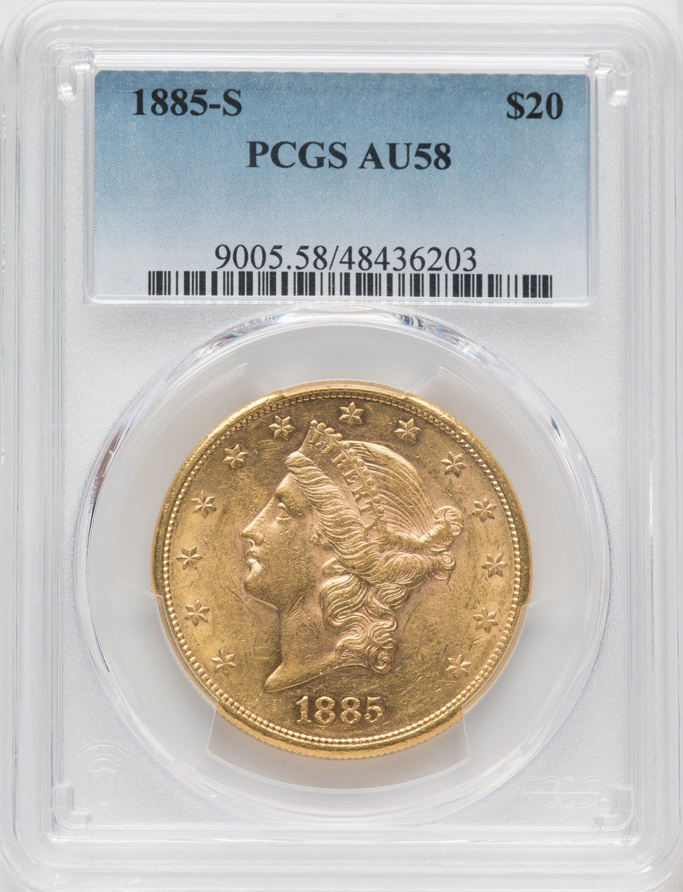 1885-S $20 Liberty Double Eagle PCGS AU58 (764921036)