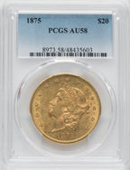 1875 $20 Liberty Double Eagle PCGS AU58