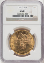 1877 $20 Liberty Double Eagle NGC MS61 (765300003)