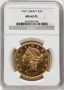 1907 $20 LIBERTY PL Liberty Double Eagle NGC MS62